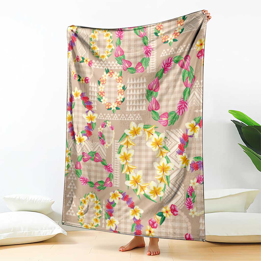 Hawaiian Kakau Tattoo Leis and Palaka Pattern Blanket Traditional Aloha Tribal Beige Color LT03 - Polynesian Pride