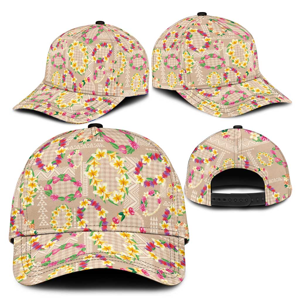 Hawaiian Kakau Tattoo Leis and Palaka Pattern Classic Cap Traditional Aloha Tribal Beige Color LT03 - Polynesian Pride