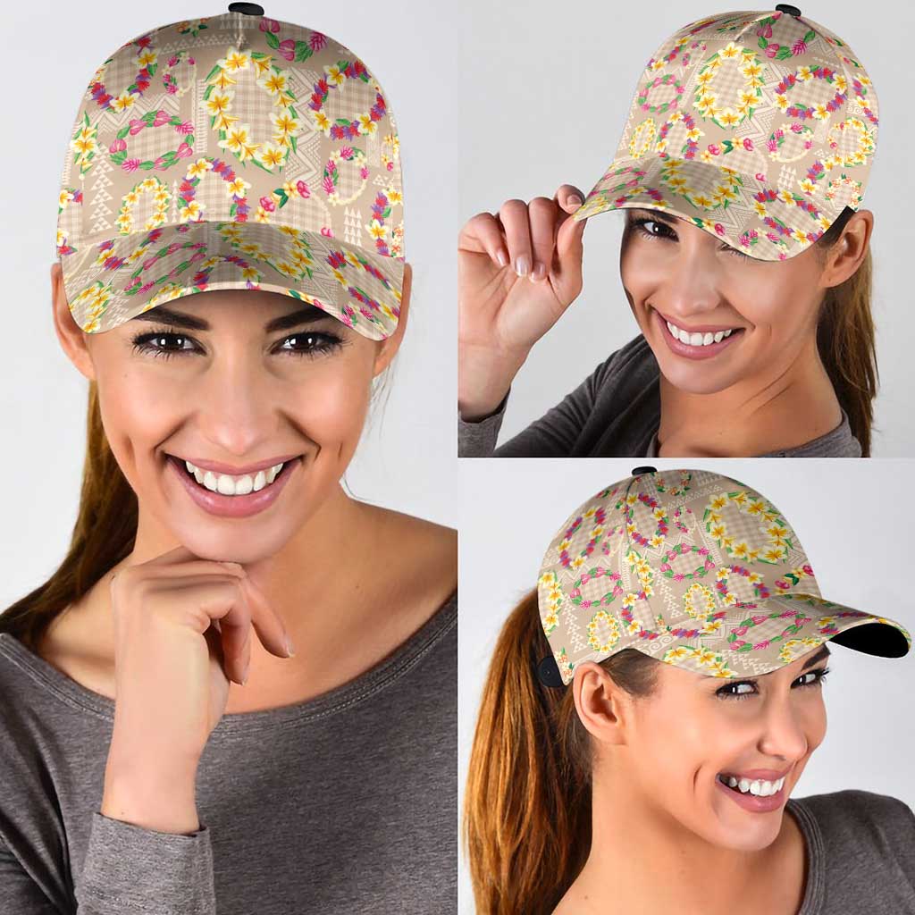 Hawaiian Kakau Tattoo Leis and Palaka Pattern Classic Cap Traditional Aloha Tribal Beige Color LT03 - Polynesian Pride
