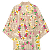 Hawaiian Kakau Tattoo Leis and Palaka Pattern Kimono Traditional Aloha Tribal Beige Color LT03 - Polynesian Pride