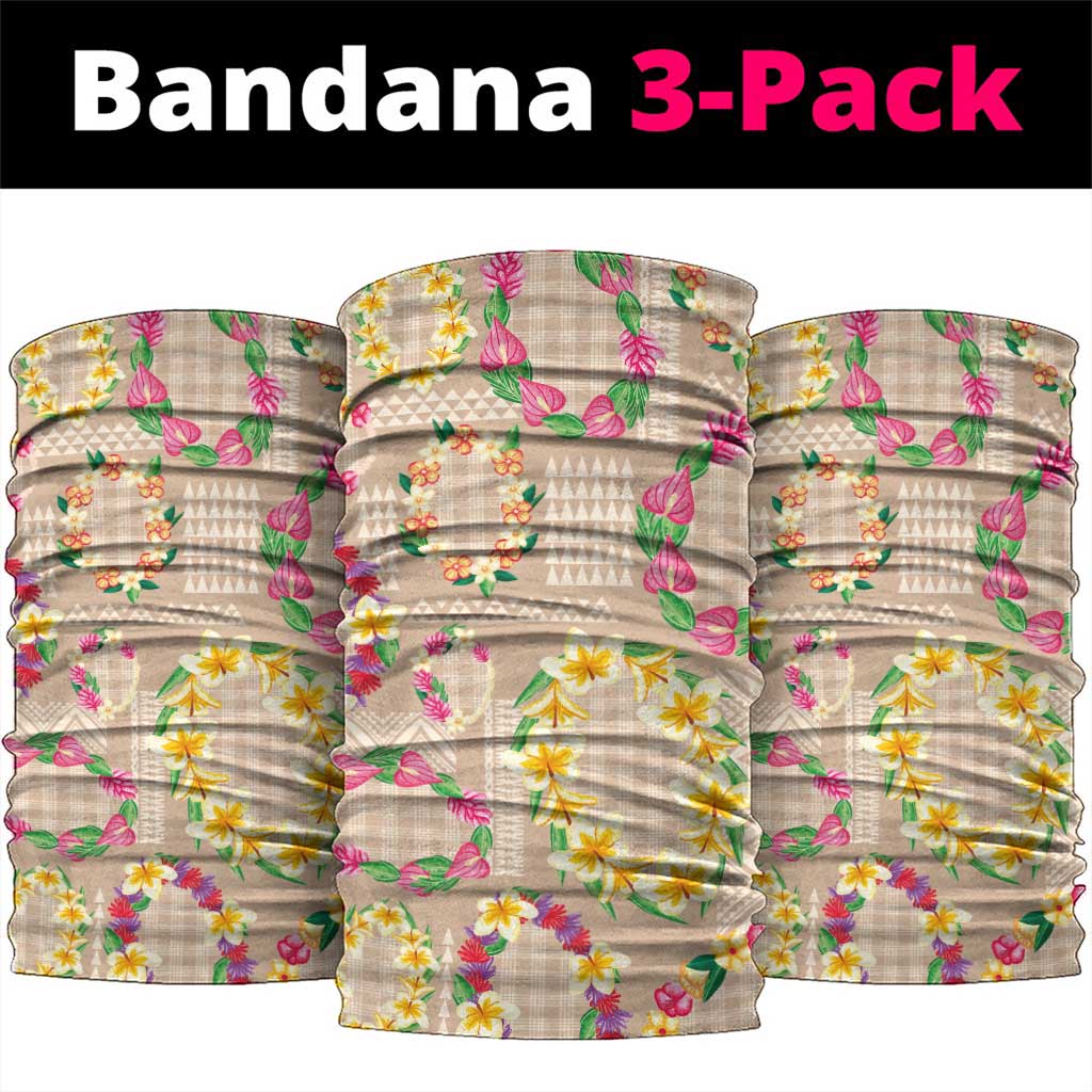 Hawaiian Kakau Tattoo Leis and Palaka Pattern Neck Gaiter Traditional Aloha Tribal Beige Color LT03 package One Size: 25*50cm Beige - Polynesian Pride