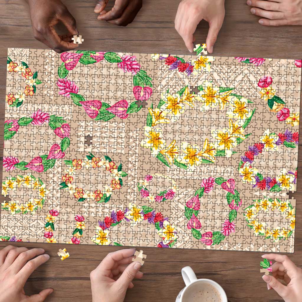 Hawaiian Kakau Tattoo Leis and Palaka Pattern Puzzle Traditional Aloha Tribal Beige Color LT03 - Polynesian Pride