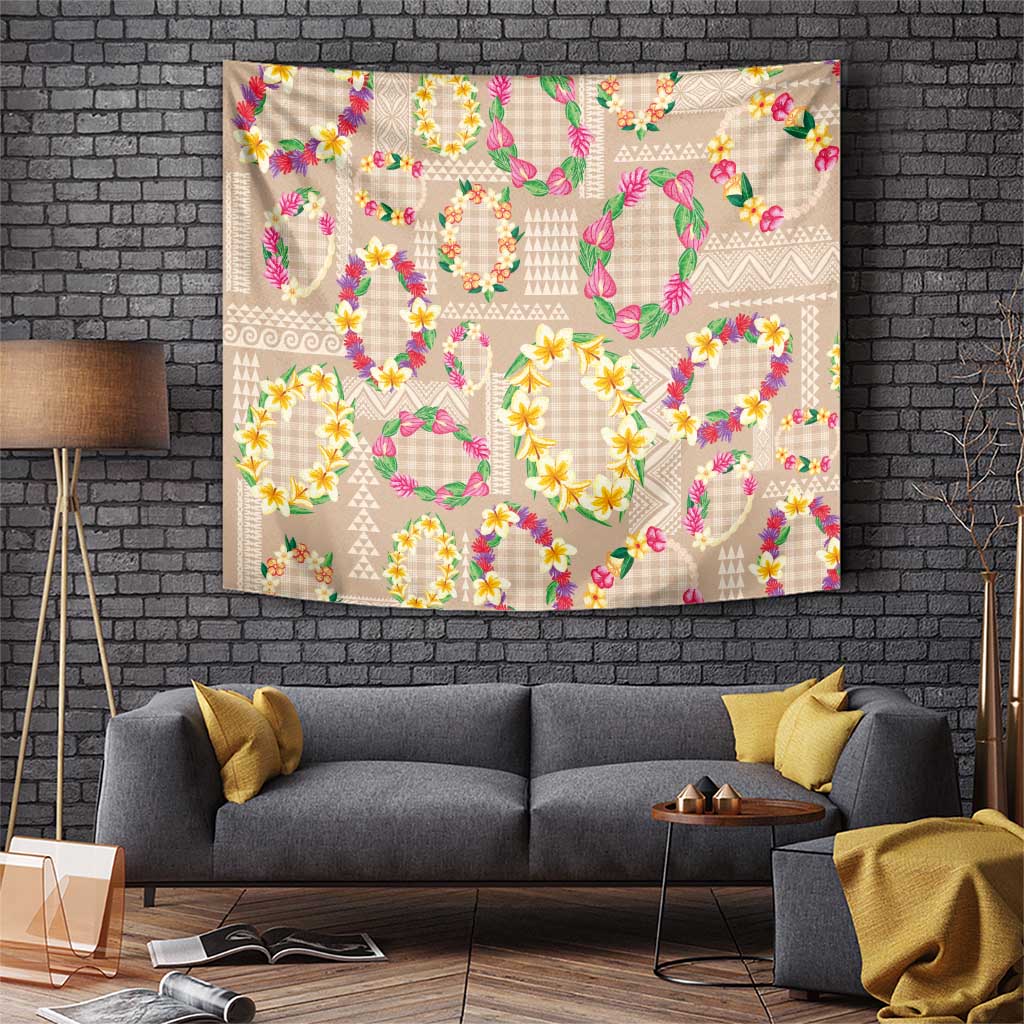 Hawaiian Kakau Tattoo Leis and Palaka Pattern Tapestry Traditional Aloha Tribal Beige Color LT03 Beige - Polynesian Pride