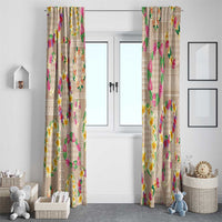 Hawaiian Kakau Tattoo Leis and Palaka Pattern Window Curtain Traditional Aloha Tribal Beige Color LT03 - Polynesian Pride