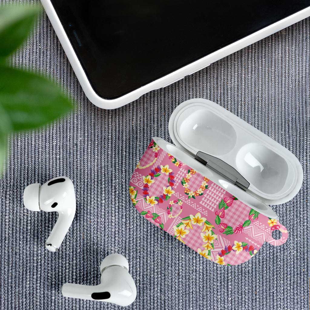 Hawaiian Leis AirPods Case Kakau Tattoos and Palaka Pastel Pink Color LT03 - Polynesian Pride