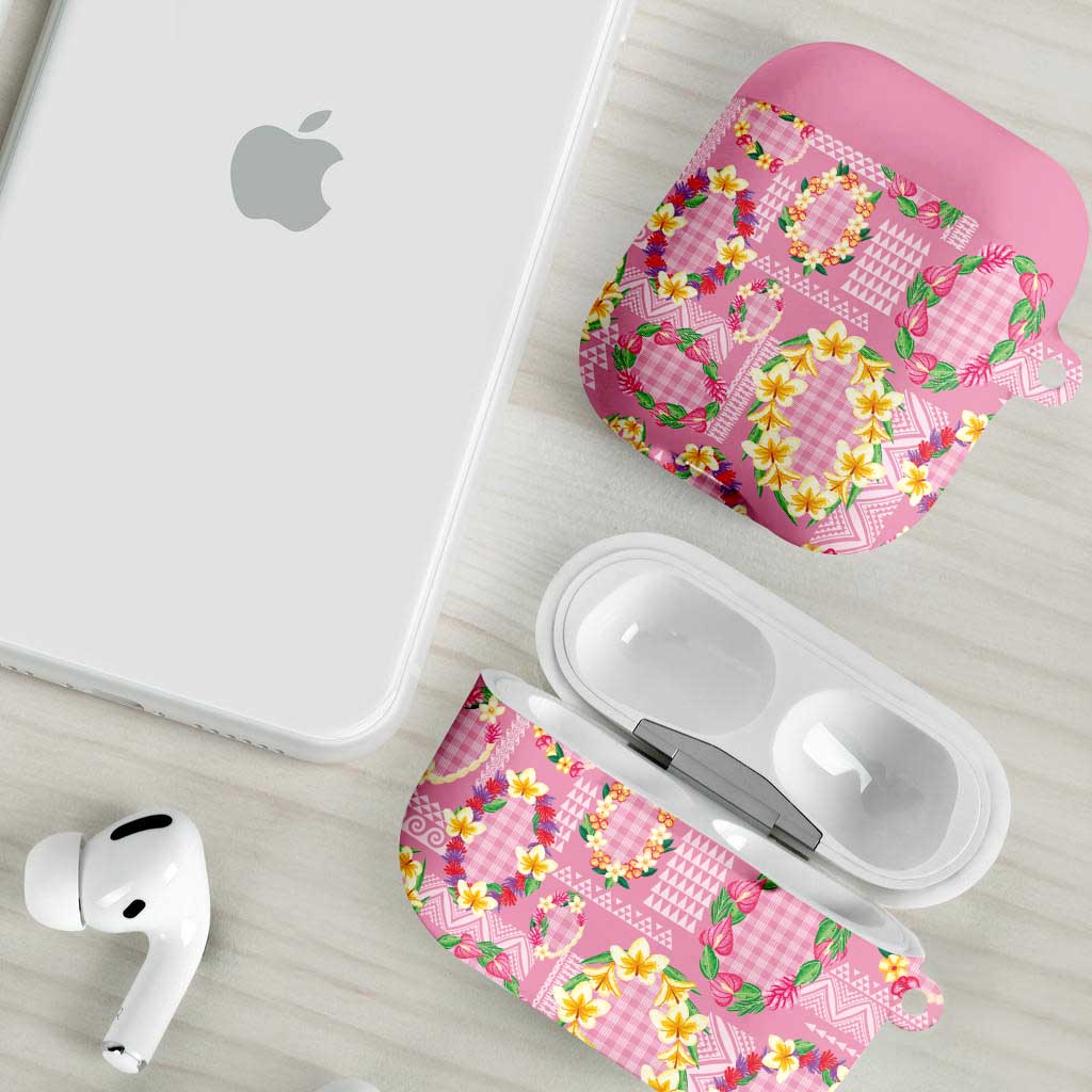 Hawaiian Leis AirPods Case Kakau Tattoos and Palaka Pastel Pink Color LT03 - Polynesian Pride