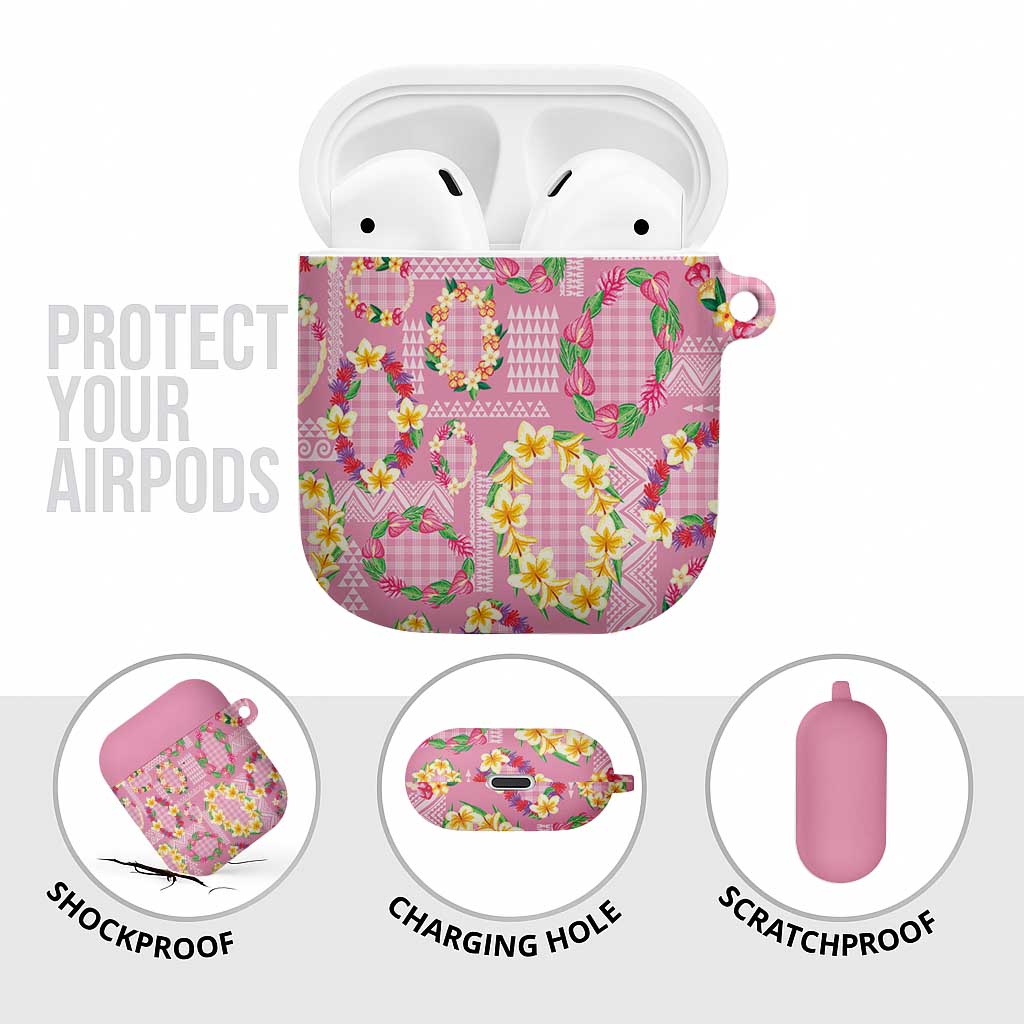 Hawaiian Leis AirPods Case Kakau Tattoos and Palaka Pastel Pink Color LT03 - Polynesian Pride