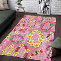 Hawaiian Leis Area Rug Kakau Tattoos and Palaka Pastel Pink Color LT03 Pink - Polynesian Pride