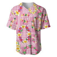 Hawaiian Leis Baseball Jersey Kakau Tattoos and Palaka Pastel Pink Color