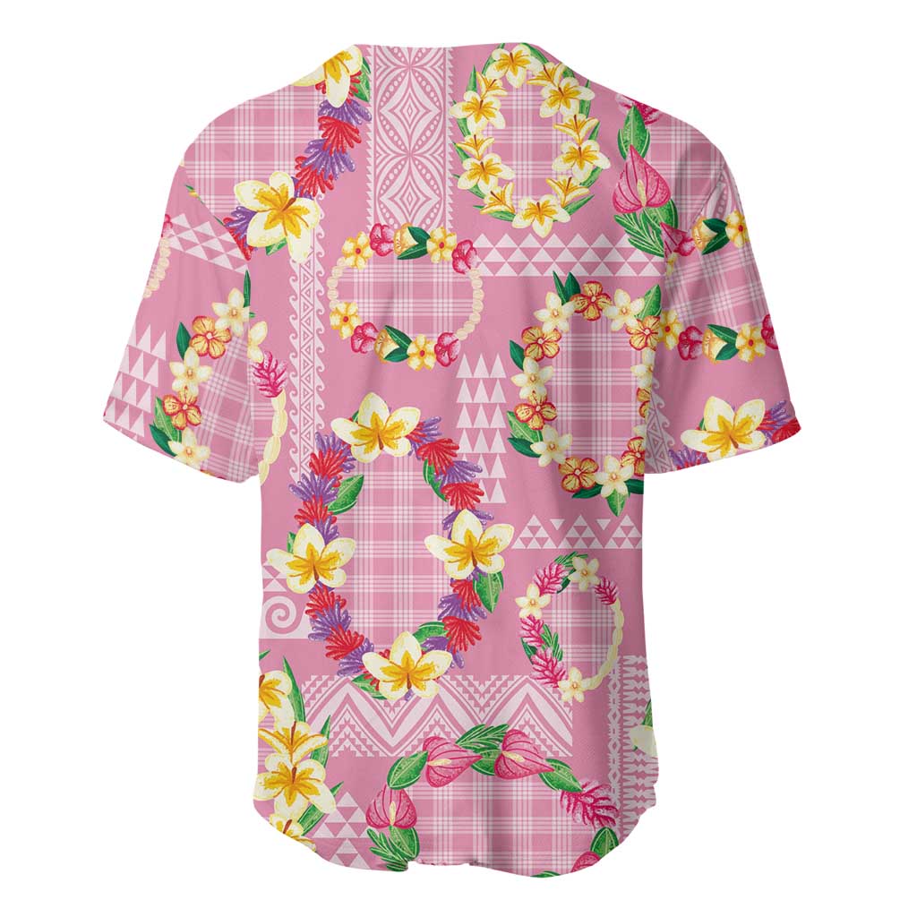 Hawaiian Leis Baseball Jersey Kakau Tattoos and Palaka Pastel Pink Color