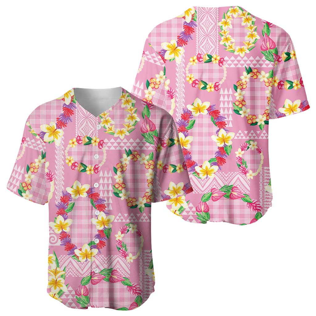 Hawaiian Leis Baseball Jersey Kakau Tattoos and Palaka Pastel Pink Color