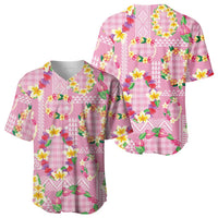 Hawaiian Leis Baseball Jersey Kakau Tattoos and Palaka Pastel Pink Color