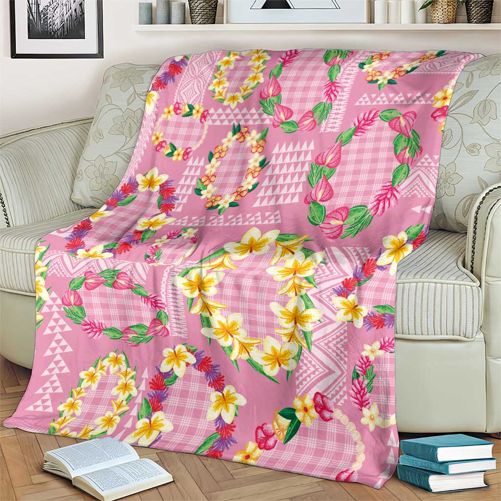 Hawaiian Leis Blanket Kakau Tattoos and Palaka Pastel Pink Color LT03 - Polynesian Pride