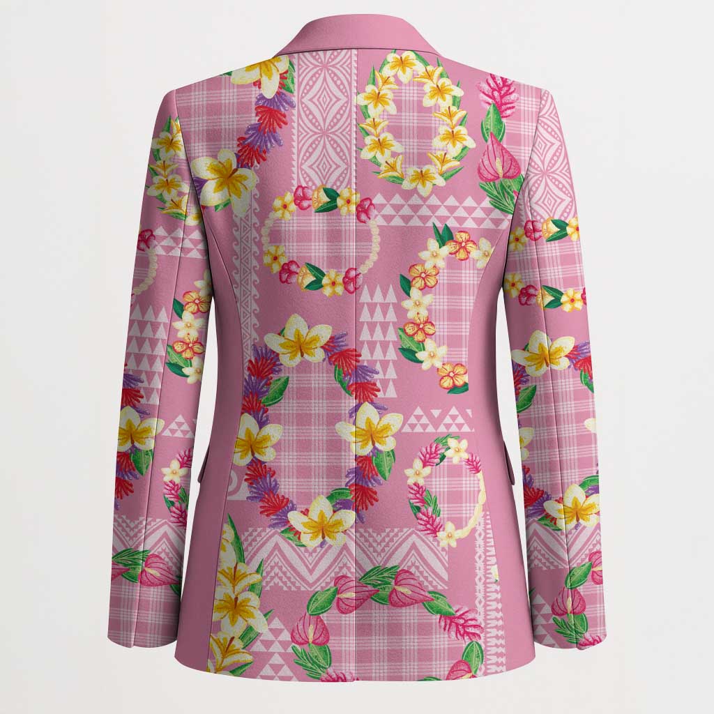 Hawaiian Leis Blazer Kakau Tattoos and Palaka Pastel Pink Color LT03 - Polynesian Pride