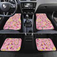 Hawaiian Leis Car Mats Kakau Tattoos and Palaka Pastel Pink Color LT03 Set 4pcs Pink - Polynesian Pride