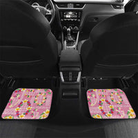 Hawaiian Leis Car Mats Kakau Tattoos and Palaka Pastel Pink Color LT03 Set 2pcs - Back Pink - Polynesian Pride