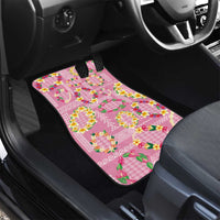 Hawaiian Leis Car Mats Kakau Tattoos and Palaka Pastel Pink Color LT03 - Polynesian Pride