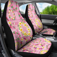 Hawaiian Leis Car Seat Cover Kakau Tattoos and Palaka Pastel Pink Color LT03 - Polynesian Pride