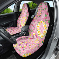Hawaiian Leis Car Seat Cover Kakau Tattoos and Palaka Pastel Pink Color LT03 - Polynesian Pride