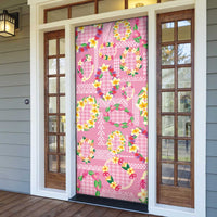 Hawaiian Leis Door Cover Kakau Tattoos and Palaka Pastel Pink Color LT03 - Polynesian Pride