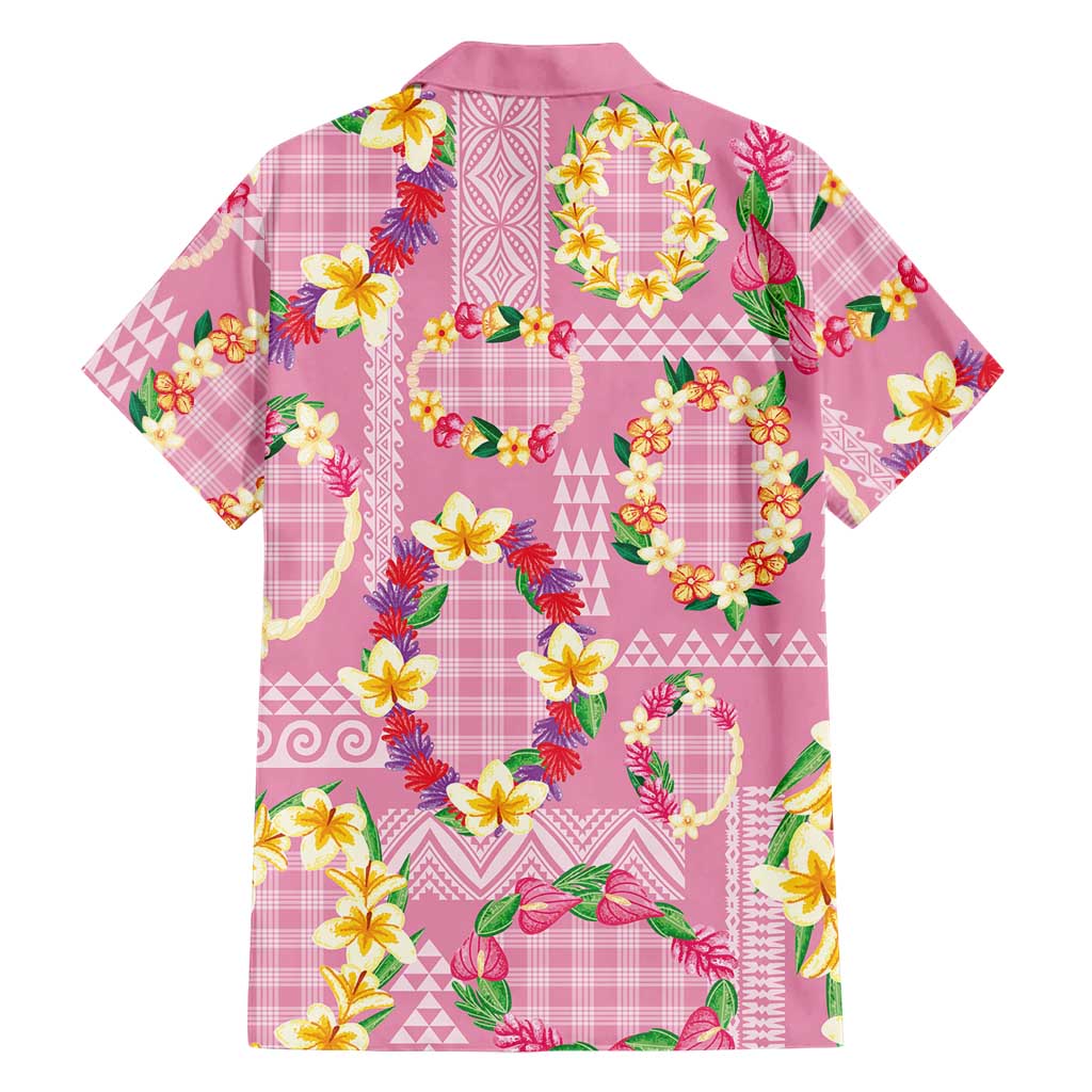 Hawaiian Leis Family Matching Off Shoulder Maxi Dress and Hawaiian Shirt Kakau Tattoos and Palaka Pastel Pink Color