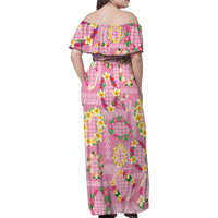 Hawaiian Leis Family Matching Off Shoulder Maxi Dress and Hawaiian Shirt Kakau Tattoos and Palaka Pastel Pink Color