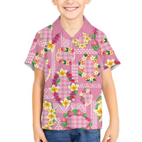 Hawaiian Leis Family Matching Off Shoulder Maxi Dress and Hawaiian Shirt Kakau Tattoos and Palaka Pastel Pink Color