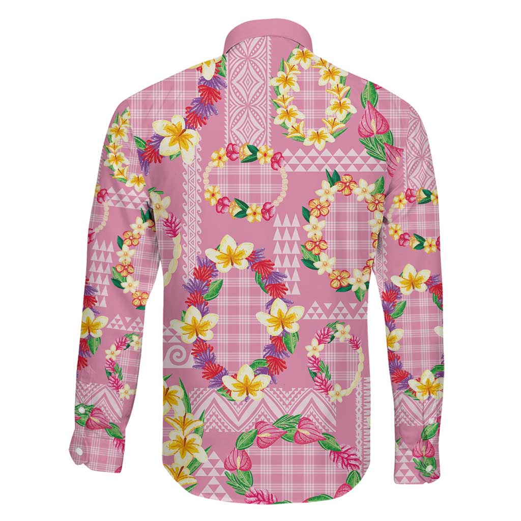 Hawaiian Leis Family Matching Summer Maxi Dress and Hawaiian Shirt Kakau Tattoos and Palaka Pastel Pink Color