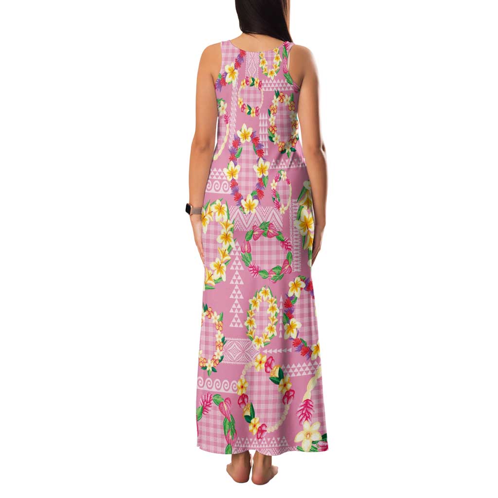 Hawaiian Leis Family Matching Tank Maxi Dress and Hawaiian Shirt Kakau Tattoos and Palaka Pastel Pink Color