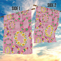 Hawaiian Leis Garden Flag Kakau Tattoos and Palaka Pastel Pink Color