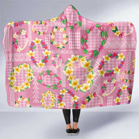 Hawaiian Leis Hooded Blanket Kakau Tattoos and Palaka Pastel Pink Color LT03 One Size Pink - Polynesian Pride
