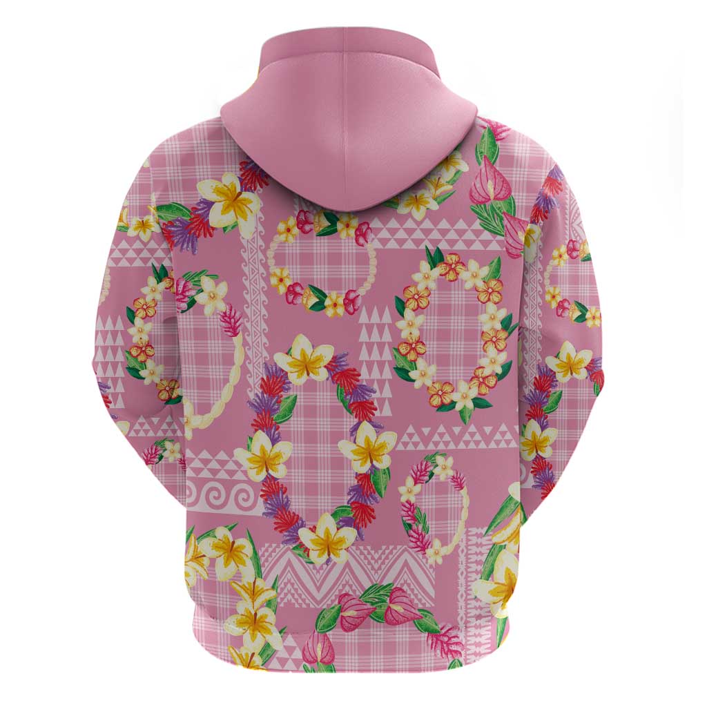 Hawaiian Leis Hoodie Kakau Tattoos and Palaka Pastel Pink Color LT03 - Polynesian Pride