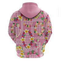 Hawaiian Leis Hoodie Kakau Tattoos and Palaka Pastel Pink Color LT03 - Polynesian Pride