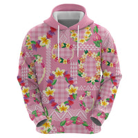 Hawaiian Leis Hoodie Kakau Tattoos and Palaka Pastel Pink Color LT03 - Polynesian Pride