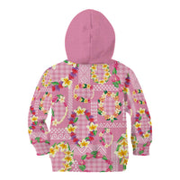Hawaiian Leis Kid Hoodie Kakau Tattoos and Palaka Pastel Pink Color