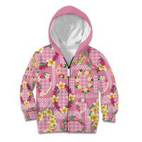Hawaiian Leis Kid Hoodie Kakau Tattoos and Palaka Pastel Pink Color