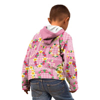 Hawaiian Leis Kid Hoodie Kakau Tattoos and Palaka Pastel Pink Color