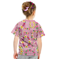 Hawaiian Leis Kid T Shirt Kakau Tattoos and Palaka Pastel Pink Color LT03 - Polynesian Pride