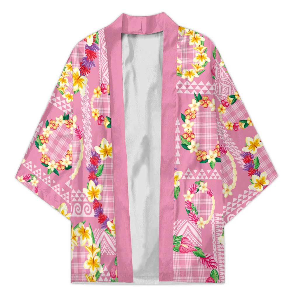 Hawaiian Leis Kimono Kakau Tattoos and Palaka Pastel Pink Color LT03 Unisex Pink - Polynesian Pride