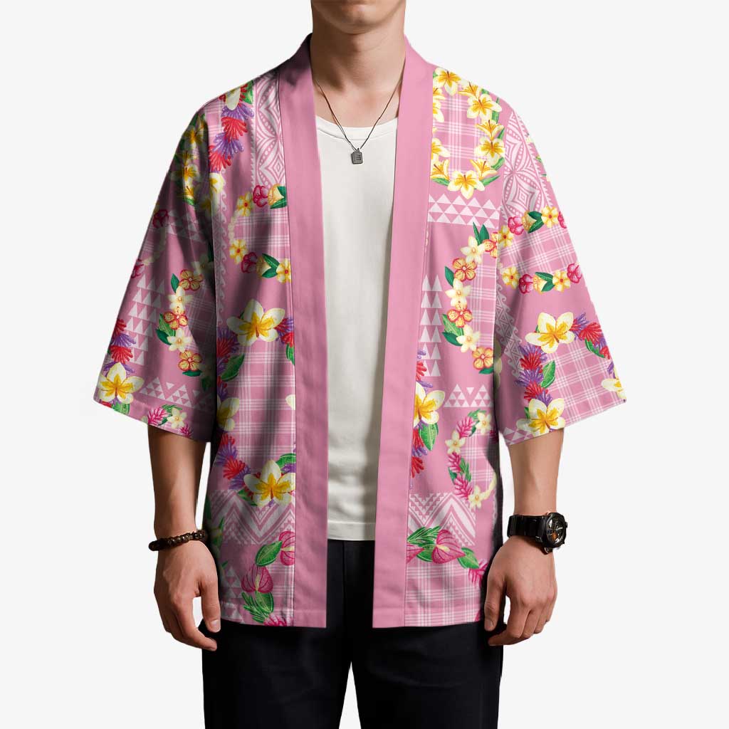 Hawaiian Leis Kimono Kakau Tattoos and Palaka Pastel Pink Color LT03 - Polynesian Pride