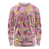 Hawaiian Leis Long Sleeve Shirt Kakau Tattoos and Palaka Pastel Pink Color LT03 Unisex Pink - Polynesian Pride