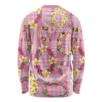 Hawaiian Leis Long Sleeve Shirt Kakau Tattoos and Palaka Pastel Pink Color LT03 - Polynesian Pride