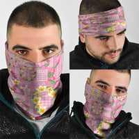 Hawaiian Leis Neck Gaiter Kakau Tattoos and Palaka Pastel Pink Color LT03 - Polynesian Pride