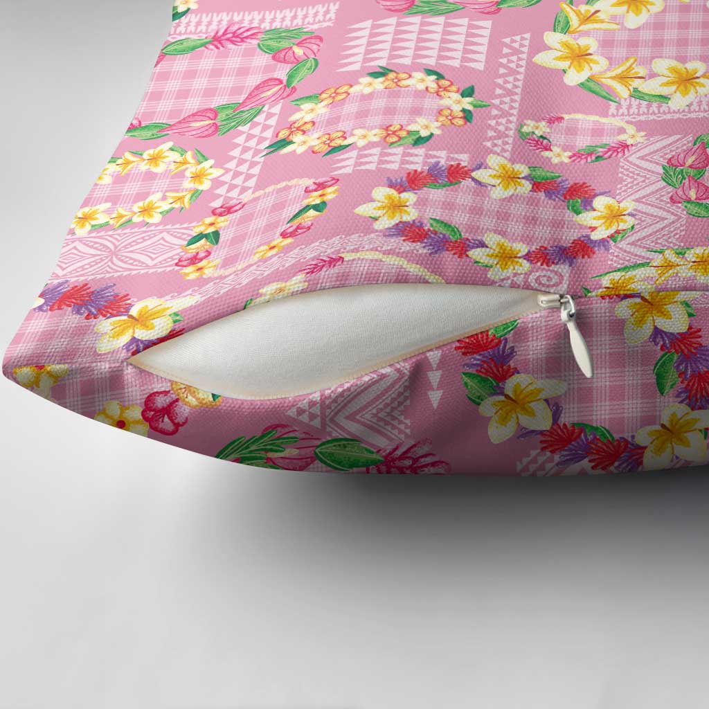 Hawaiian Leis Pillow Cover Kakau Tattoos and Palaka Pastel Pink Color LT03 - Polynesian Pride