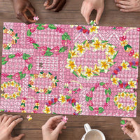 Hawaiian Leis Puzzle Kakau Tattoos and Palaka Pastel Pink Color