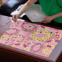 Hawaiian Leis Puzzle Kakau Tattoos and Palaka Pastel Pink Color