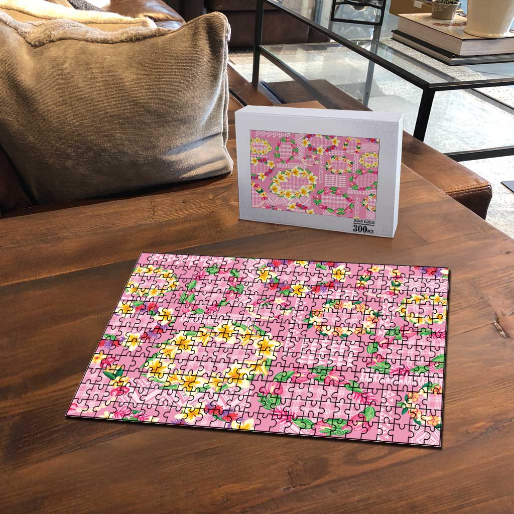 Hawaiian Leis Puzzle Kakau Tattoos and Palaka Pastel Pink Color