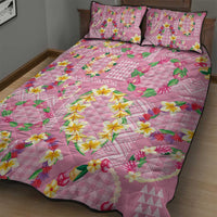Hawaiian Leis Quilt Bed Set Kakau Tattoos and Palaka Pastel Pink Color LT03 - Polynesian Pride