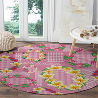 Hawaiian Leis Round Carpet Kakau Tattoos and Palaka Pastel Pink Color LT03 - Polynesian Pride