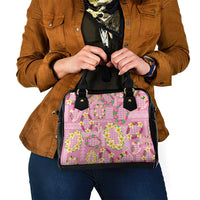 Hawaiian Leis Shoulder Handbag Kakau Tattoos and Palaka Pastel Pink Color